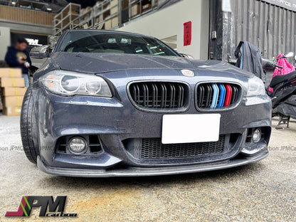 [JPMCarbon] HM Style Carbon Fiber Front Bumper Add-on Lip Fits For 2011-2016 BMW F10 5-Series M-Sport Package Only