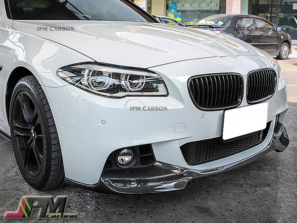 V Style Carbon Fiber Front Bumper Add-on Lip Fits For 2011-2016 BMW F10 5-Series M-Sport Package Only