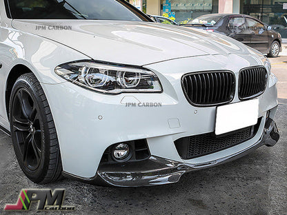 V Style Carbon Fiber Front Bumper Add-on Lip Fits For 2011-2016 BMW F10 5-Series M-Sport Package Only