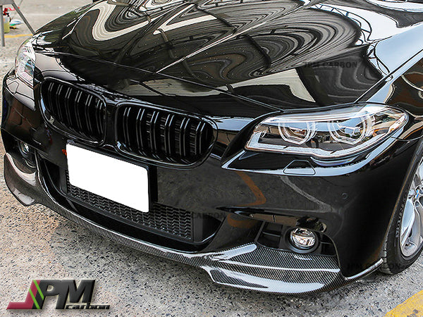 V Style Carbon Fiber Front Bumper Add-on Lip Fits For 2011-2016 BMW F10 5-Series M-Sport Package Only