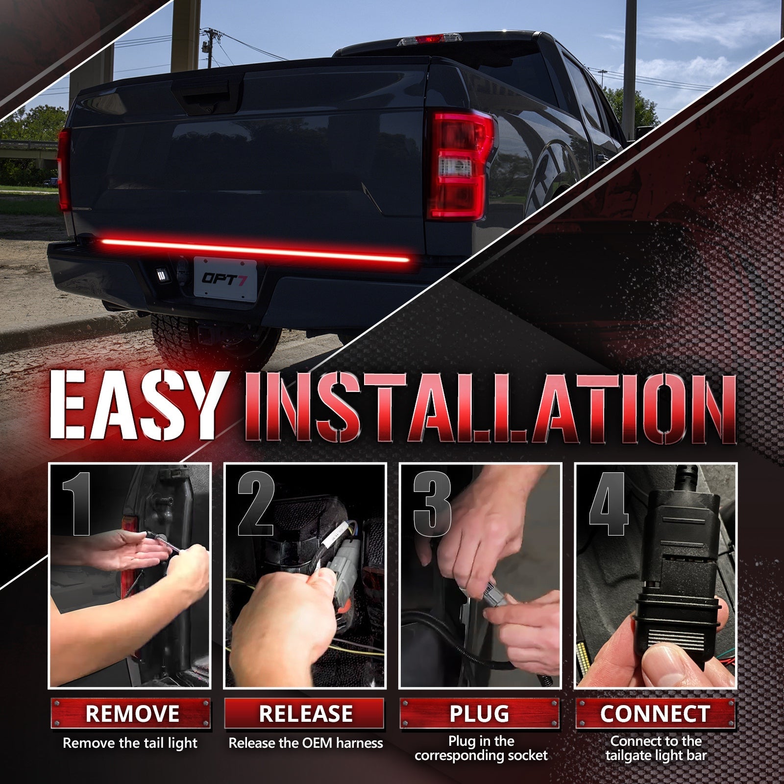 OPT7 Redline Easy Connect Tail Light Harness for Ford F150 18-20