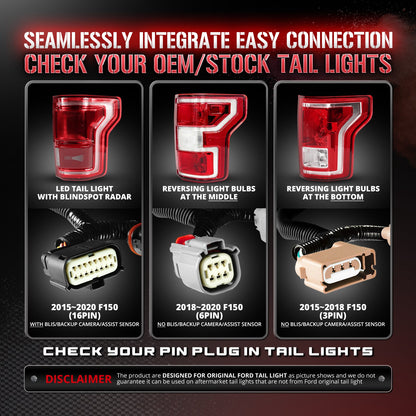 OPT7 Redline Parlux Triple Tailgate Light Bar 60" Bundle for Ford F150 18-20 Easy Connect Harness
