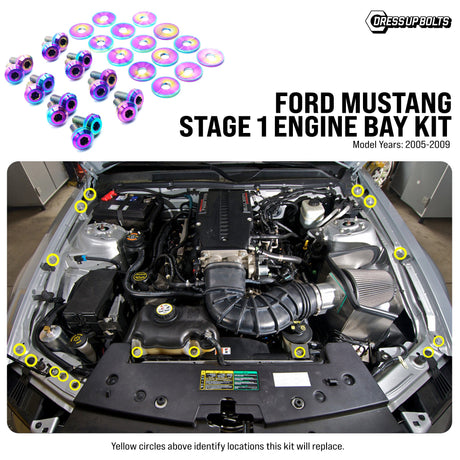Dress Up Bolts Stage 1 Titanium Hardware Engine Bay Kit - Ford Mustang (2005-2009)