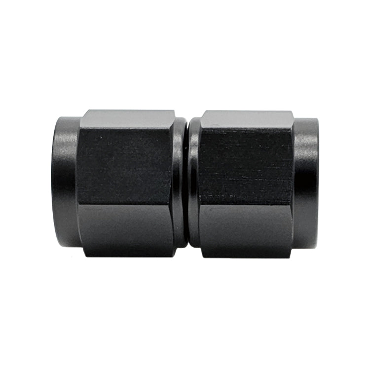 -8AN Female AN Flare Union Straight Adapter, Swivel Style, Black Hard Anodized Aluminum