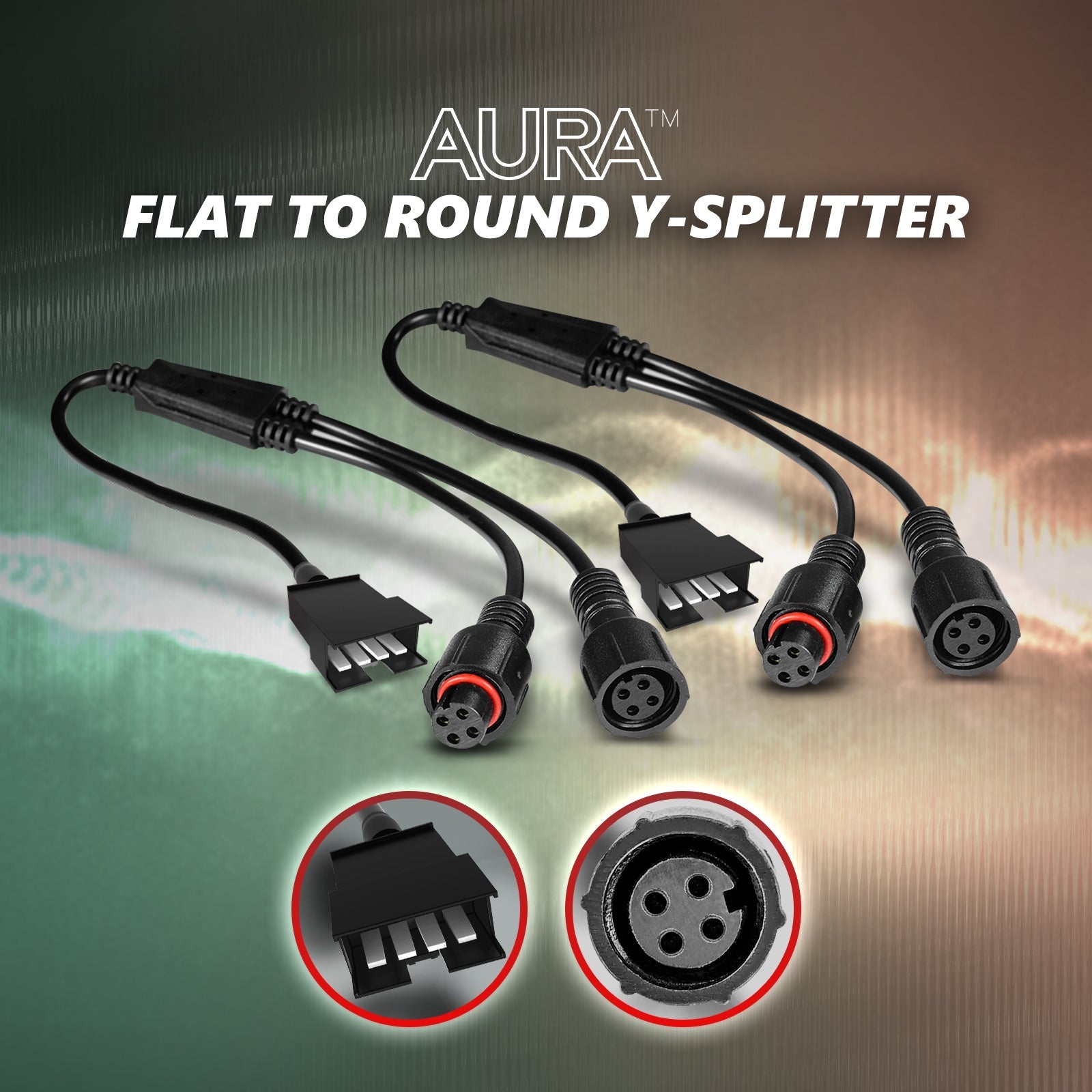 AURA 2pc Flat to Round Y Splitter Connector