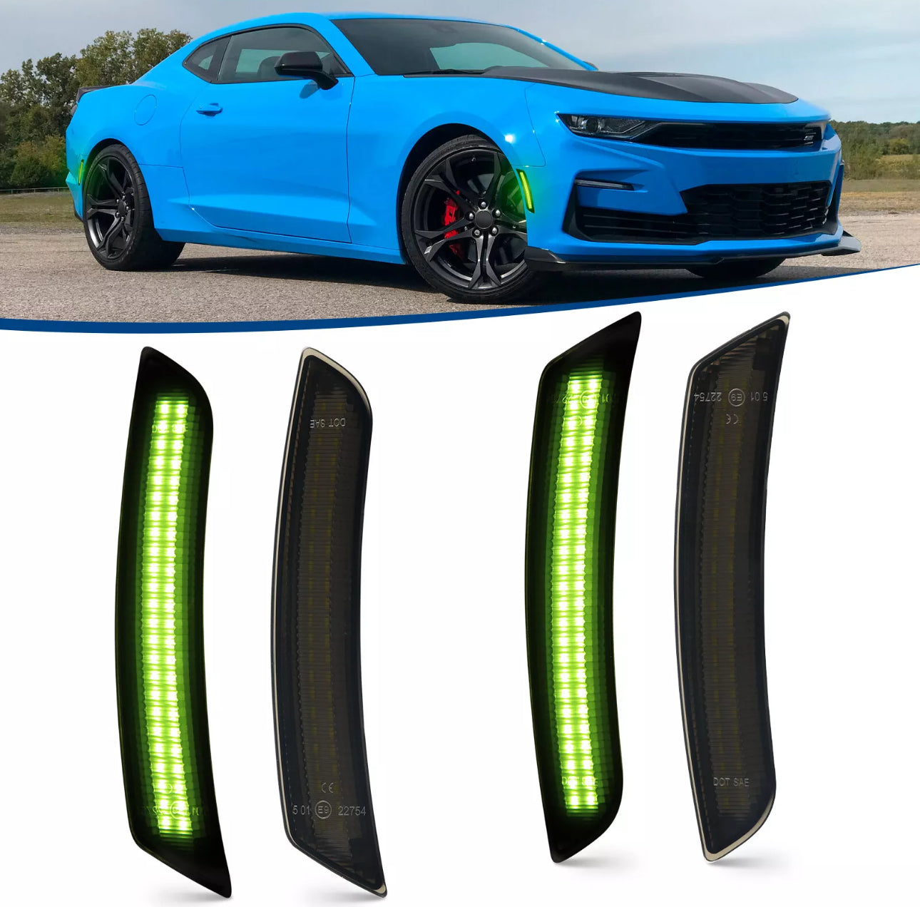 CAMARO 16-24 FRONT/REAR SMOKED LED SIDE MARKERS