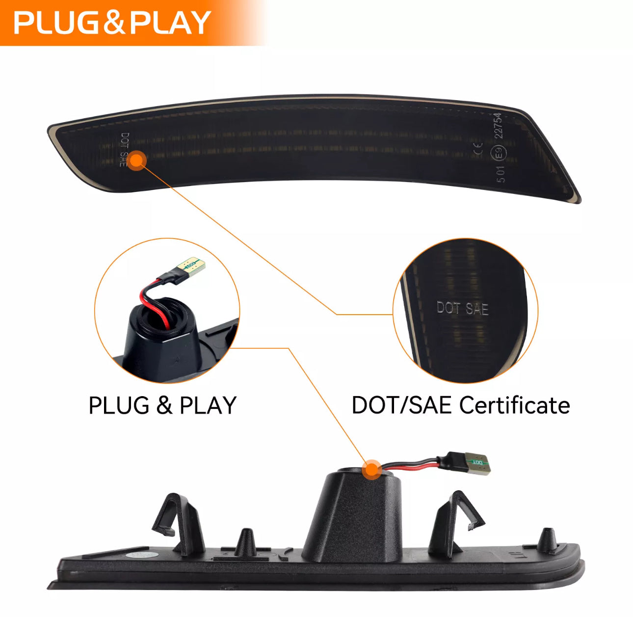 CAMARO 16-24 FRONT/REAR SMOKED LED SIDE MARKERS