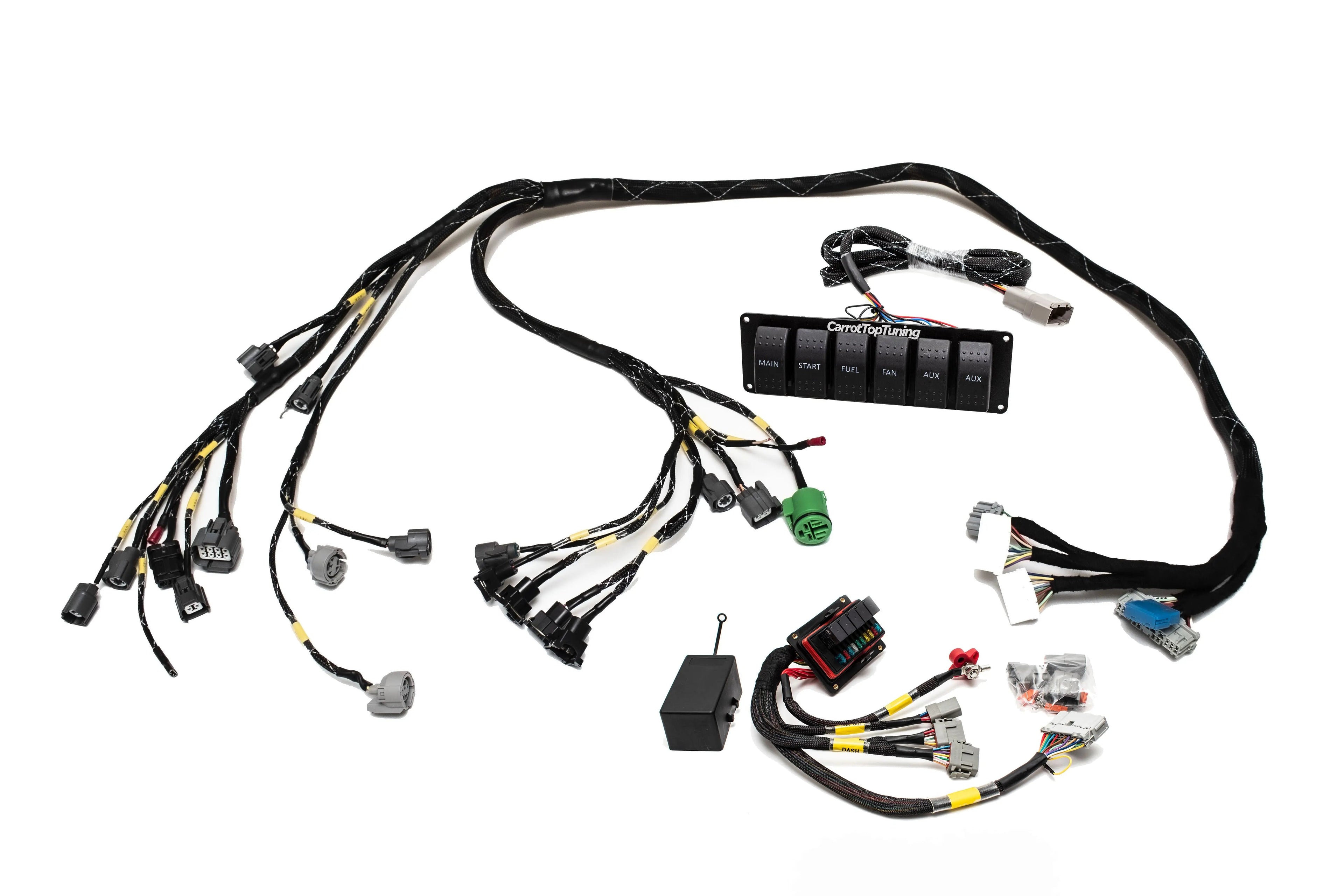 D & B-Series OBD1 Tucked Engine Harness Kit w/ Fuse Box, Switch Panel