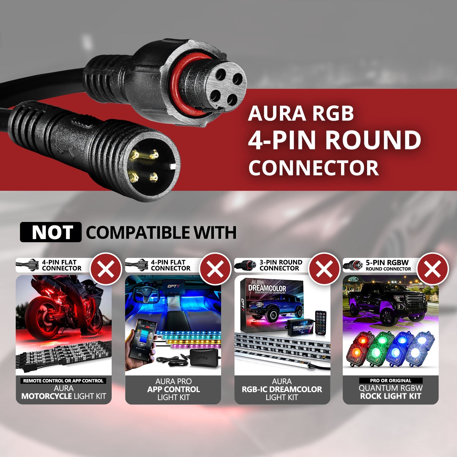 AURA LED Expansion Pack - (2) 12-Inch Strips with Splitters & Extensions