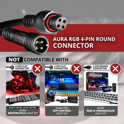 AURA 2pc Splitter Y Cable with 4 Pin RGB Round Connector