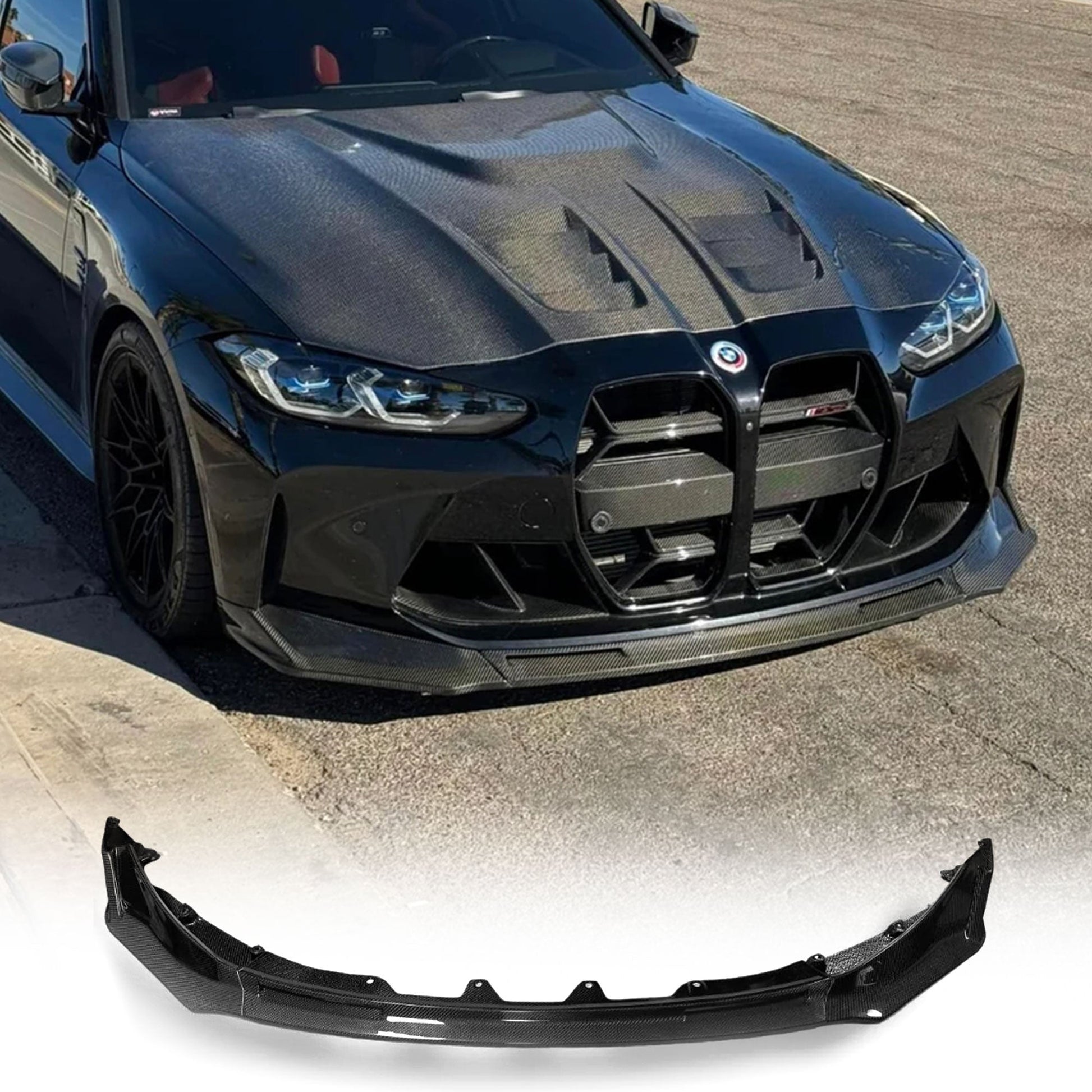 V Style Front Lip For BMW G80 M3, G82 M4, G83 M4 - Carbon Fiber