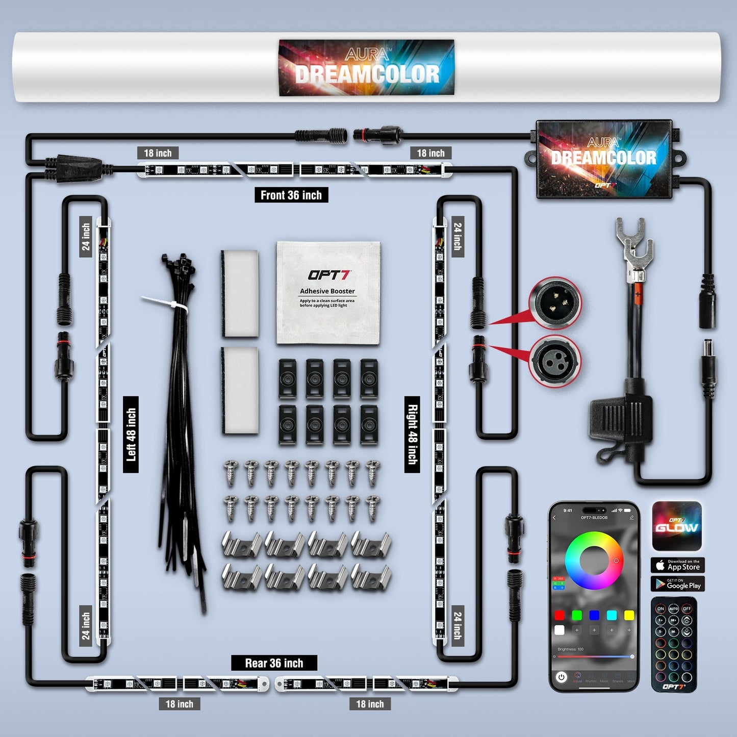 AURA LED Aluminum Underglow DreamColor Lighting Kit w-Remote