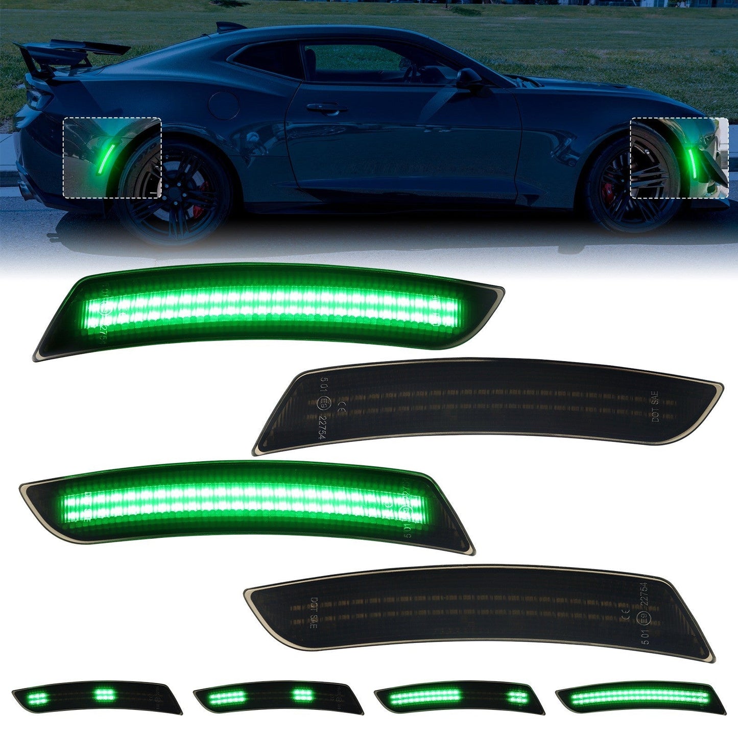 CAMARO 16-24 FRONT/REAR DYNAMIC SMOKED LED SIDE MARKERS