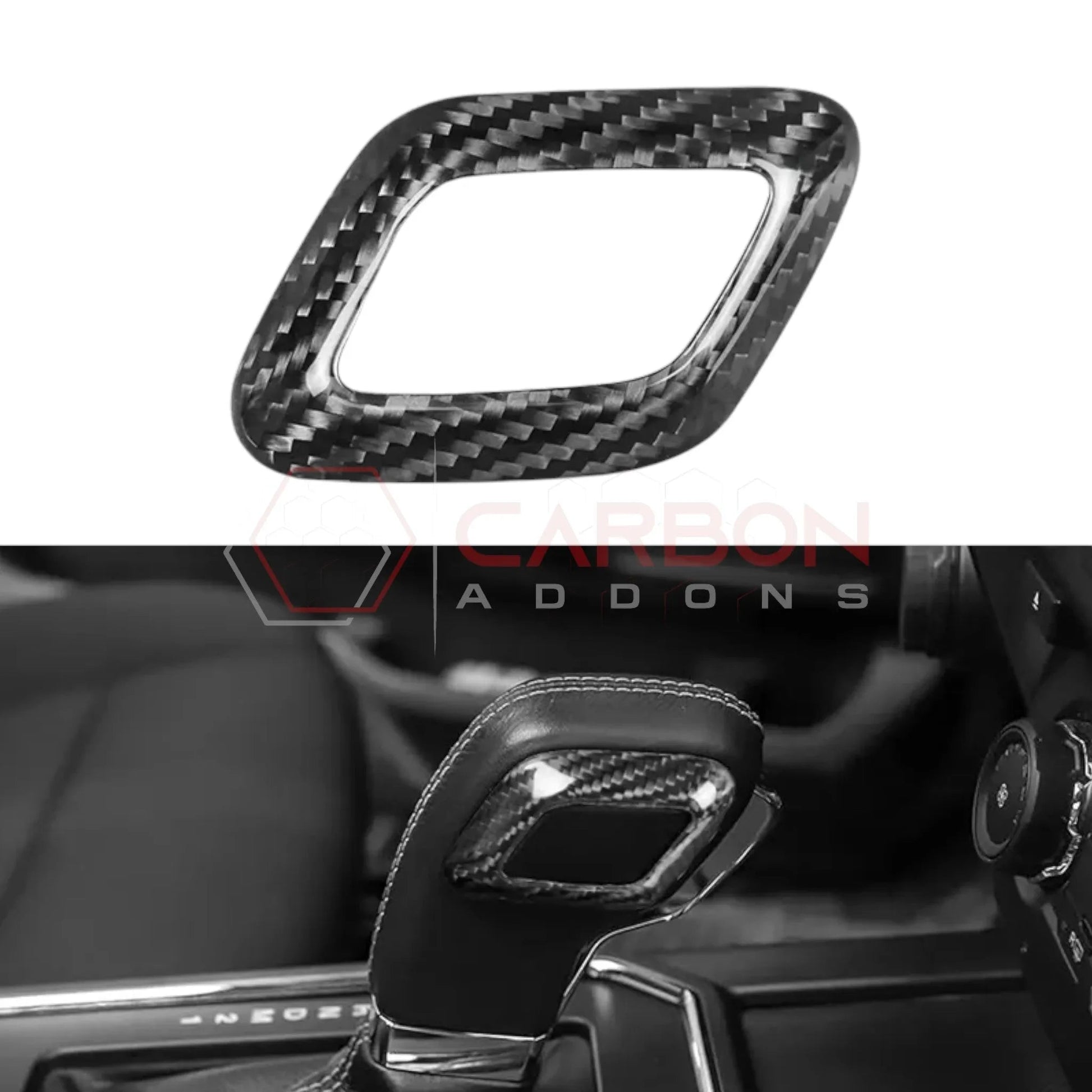 F150 2015-2020 Shift Knob Chrome Trim Delete Carbon Fiber Cover