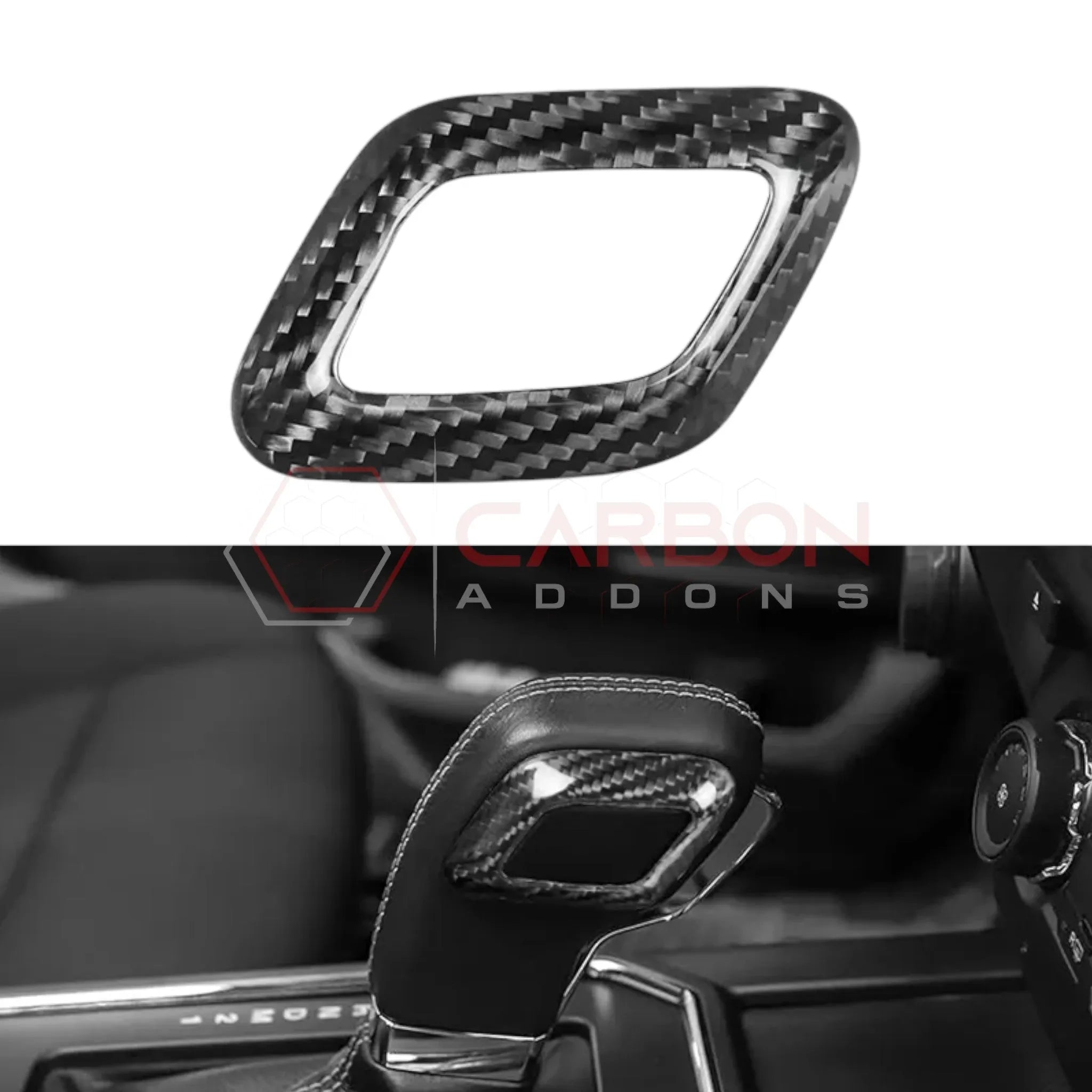 F150 2015-2020 Shift Knob Chrome Trim Delete Carbon Fiber Cover