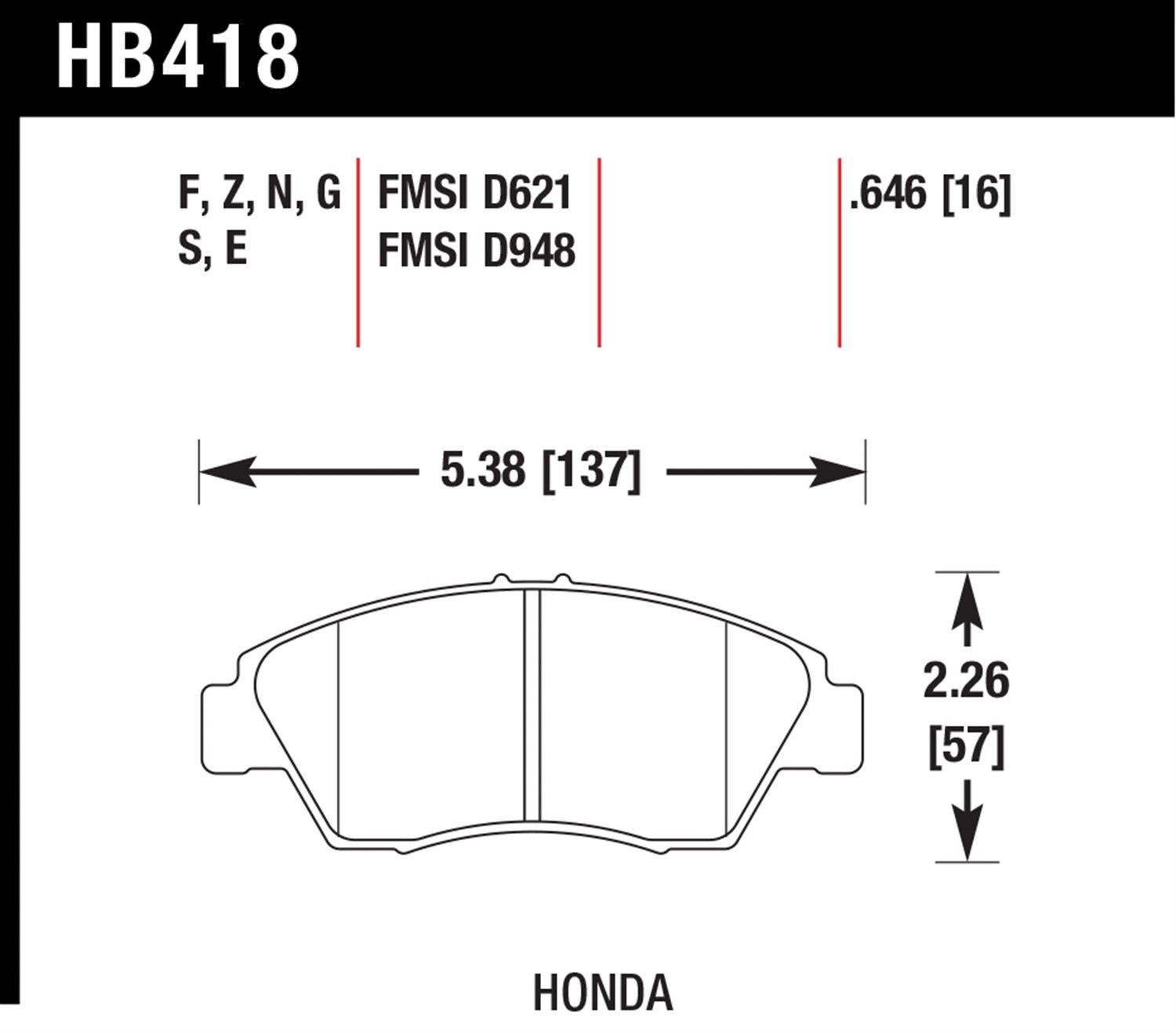 Hawk 02-06 RSX (non-S) Front / 03-09 Civic Hybrid / 04-05 Civic Si Rear Performance Ceramic Street (HB418Z.646)