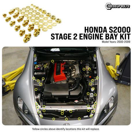 Dress Up Bolts Stage 2 Titanium Hardware Engine Bay Kit - Honda S2000 (2000-2009)