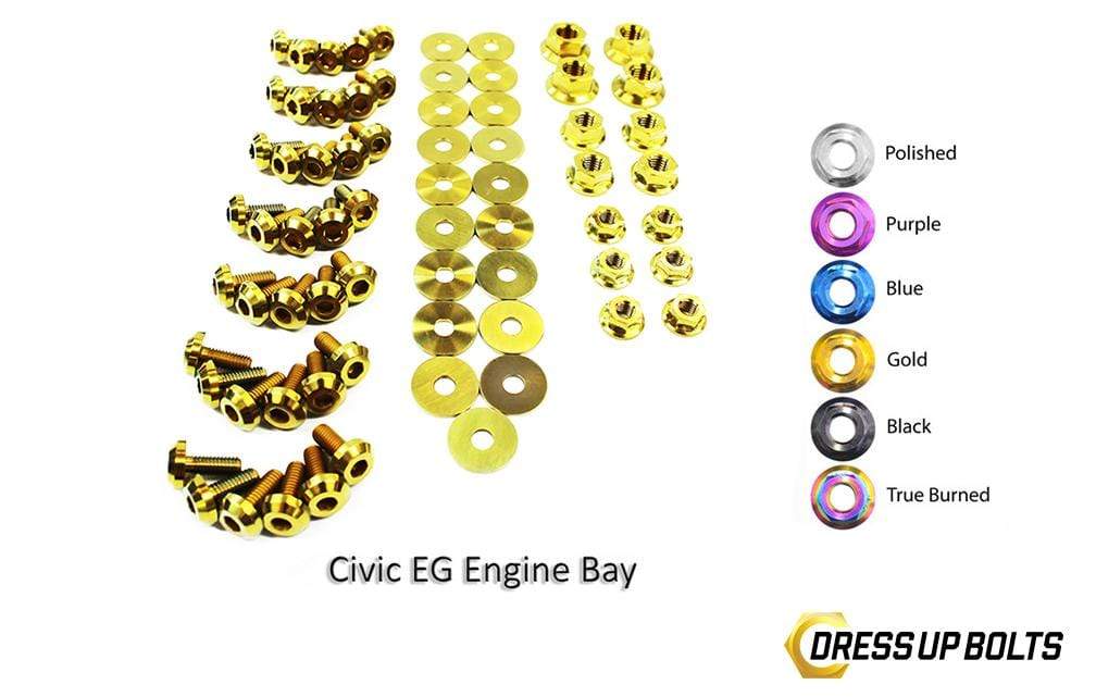 Honda Civic EG (1992-1995) Titanium Dress Up Bolts Full Engine Bay Kit