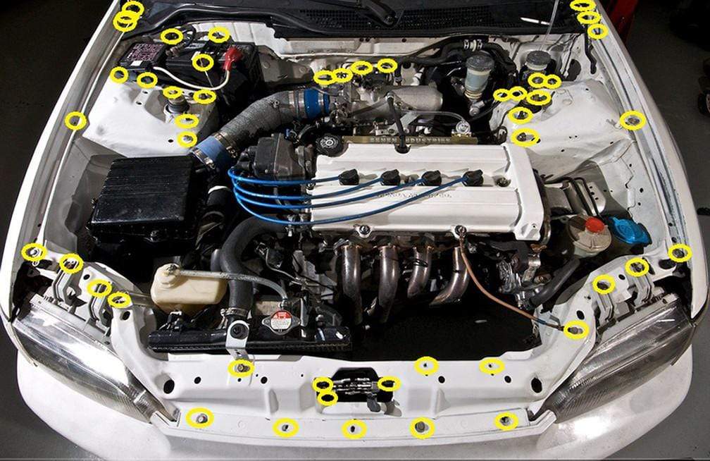 Honda Civic EG (1992-1995) Titanium Dress Up Bolts Full Engine Bay Kit