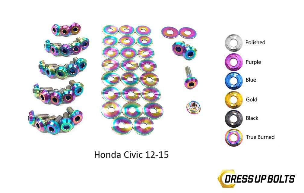 Honda Civic (2012-2015) Titanium Ti Dress Up Bolts Engine Bay Kit