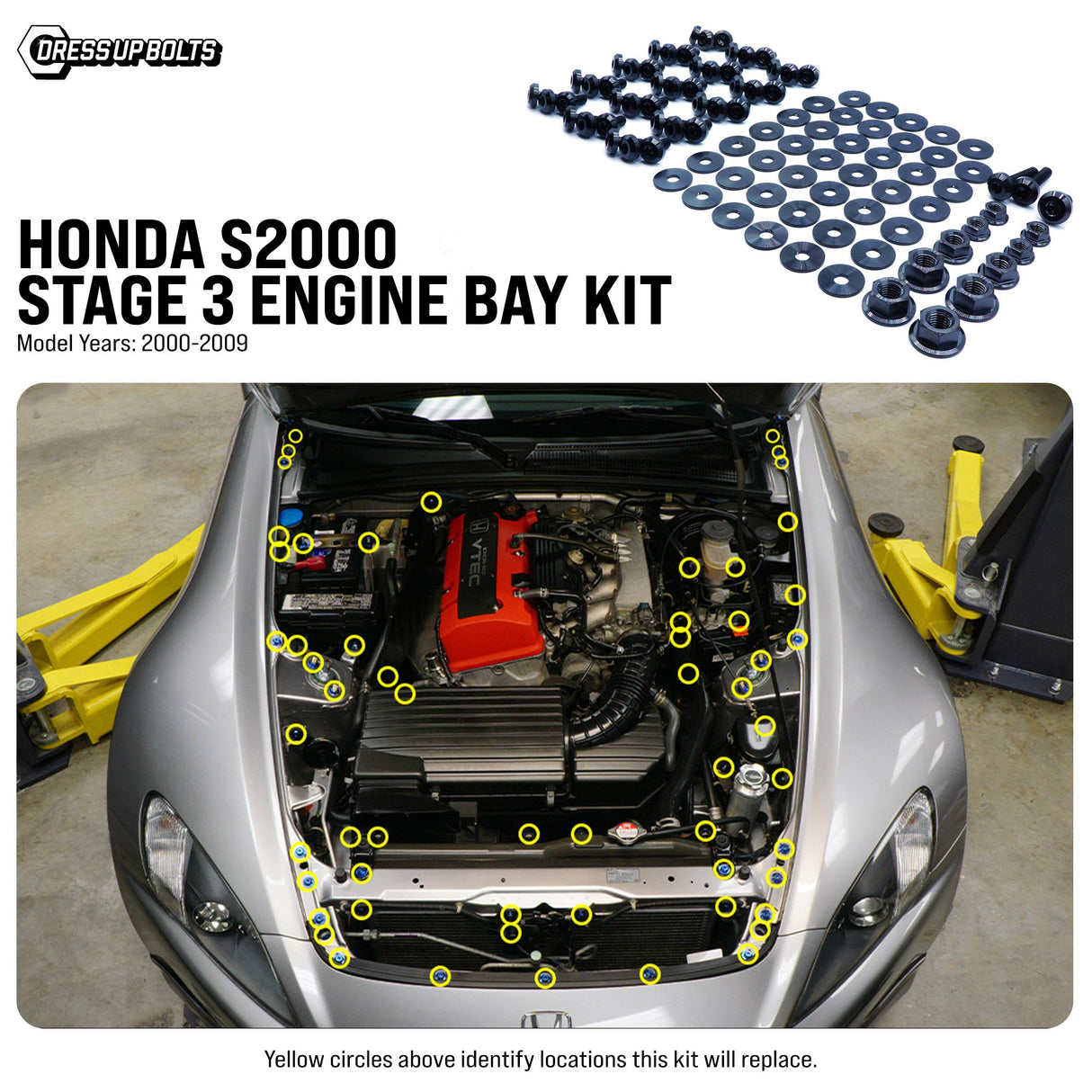 Dress Up Bolts Stage 3 Titanium Hardware Engine Bay Kit - Honda S2000 (2000-2009)
