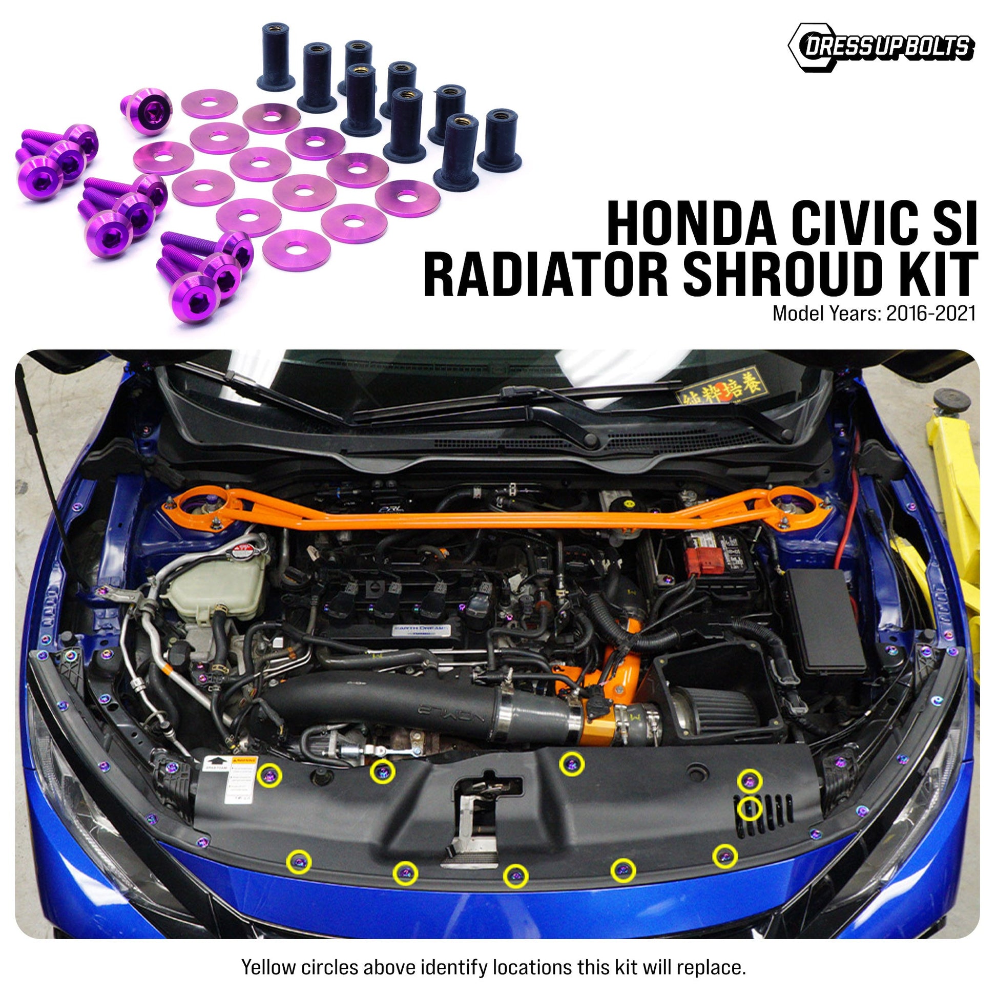 Titanium Hardware Radiator Shroud Kit - Honda Civic Si (2016-2021)