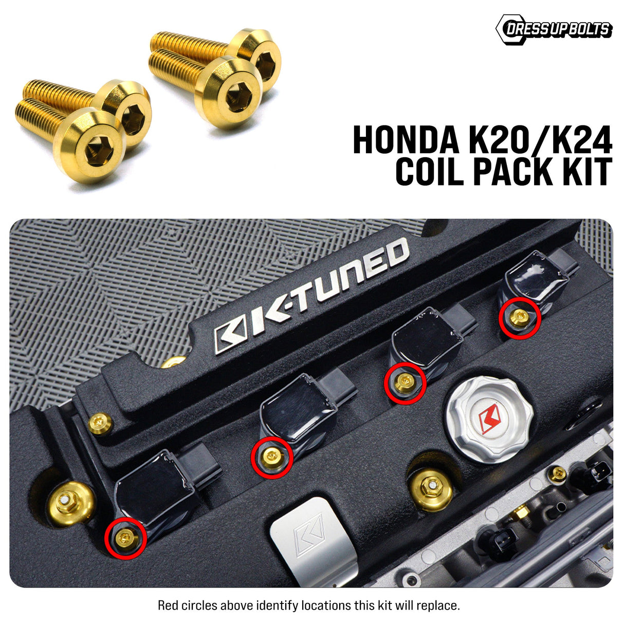 Dress Up Bolts Titanium Hardware Coil Pack Kit - Honda K20/K24