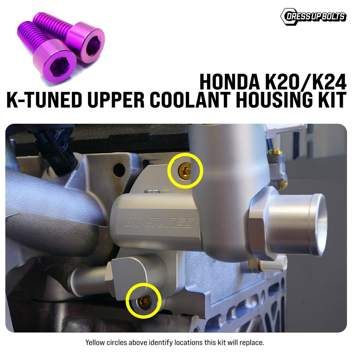 Dress Up Bolts Titanium Hardware K-Tuned Upper Coolant Housing Kit - Honda K20/K24