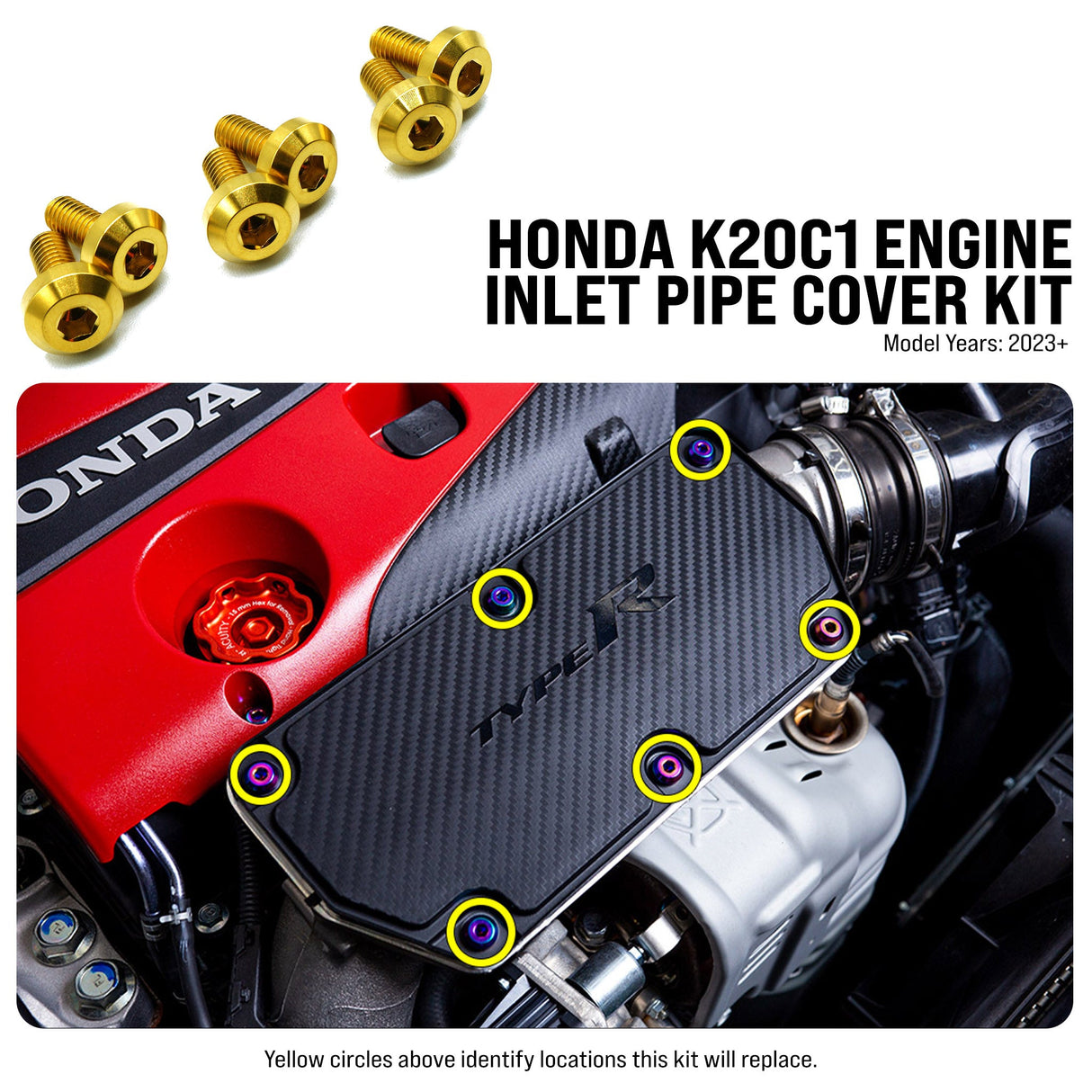 Titanium Hardware Inlet Pipe Cover Kit - Honda K20C1 Engine