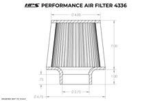 HPS Air Filter 2.75" ID, 7" Element Length, 8" Overall Length, HPS-4336