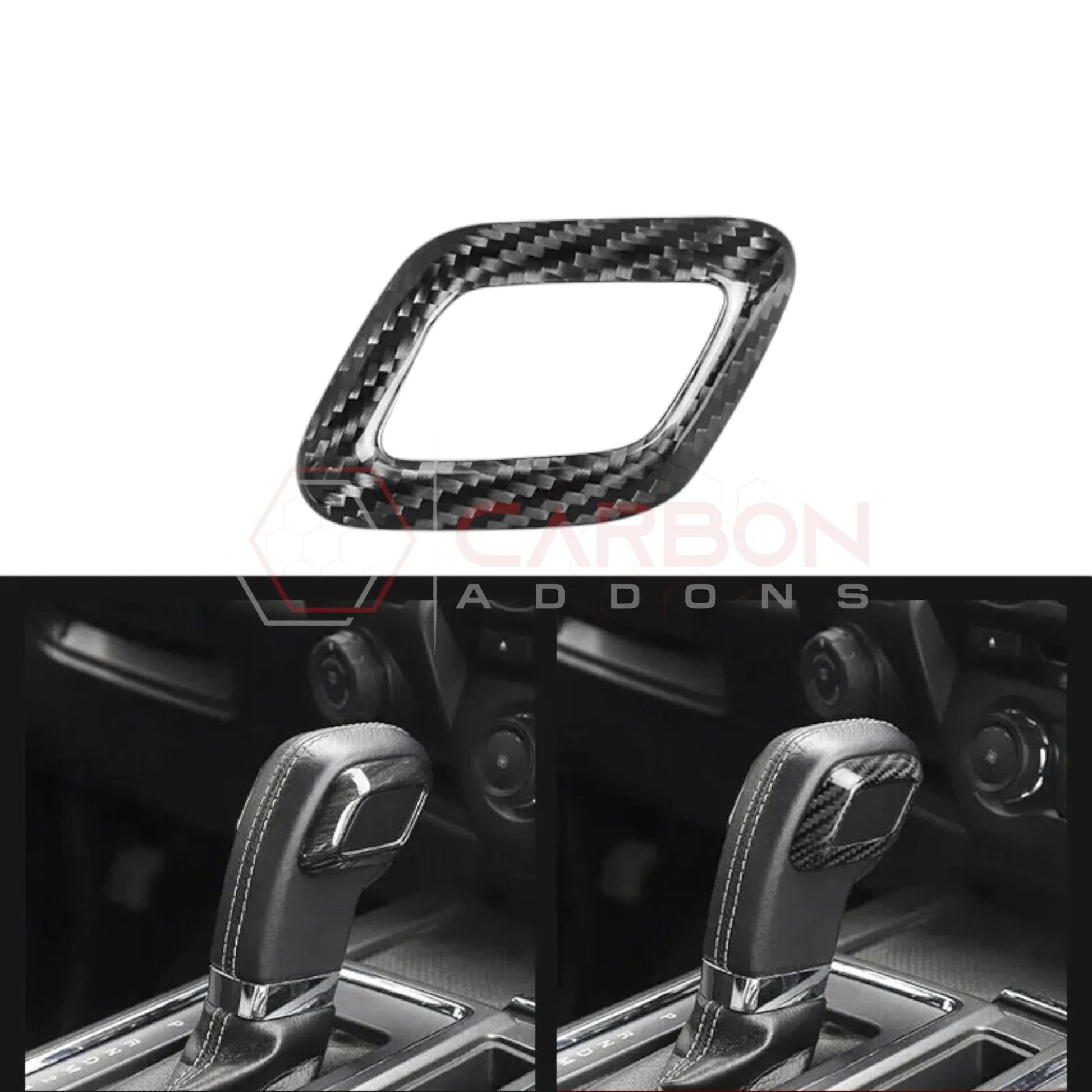 F150 2015-2020 Shift Knob Chrome Trim Delete Carbon Fiber Cover