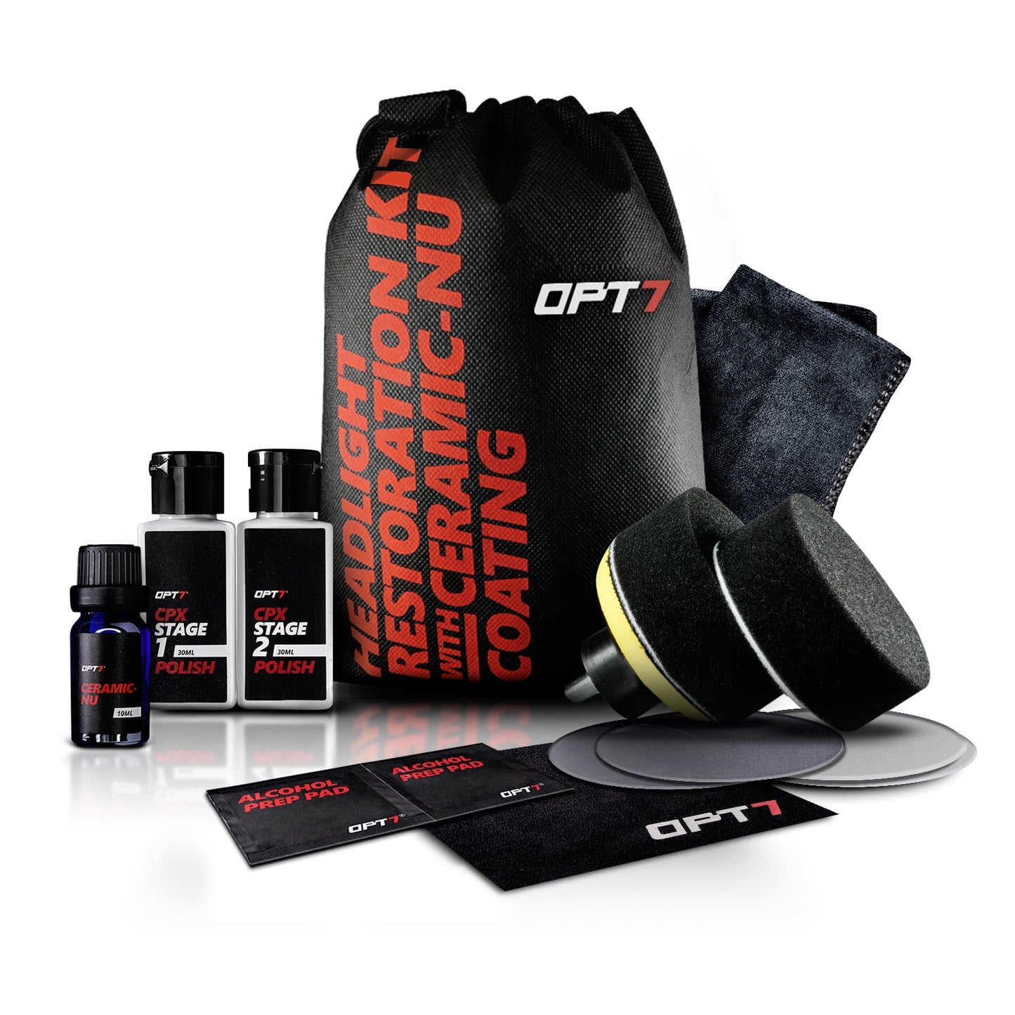 OPT7 Headlight Restoration Kit w-Exclusive Ceramic Nu Coating- Professional Detailers Grade