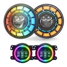 SPDZ1 Oculus 7” RGB LED Headlights with LED RGB Fog Light Kit – App Controlled Multi-Mode Halo (Pre-Order)