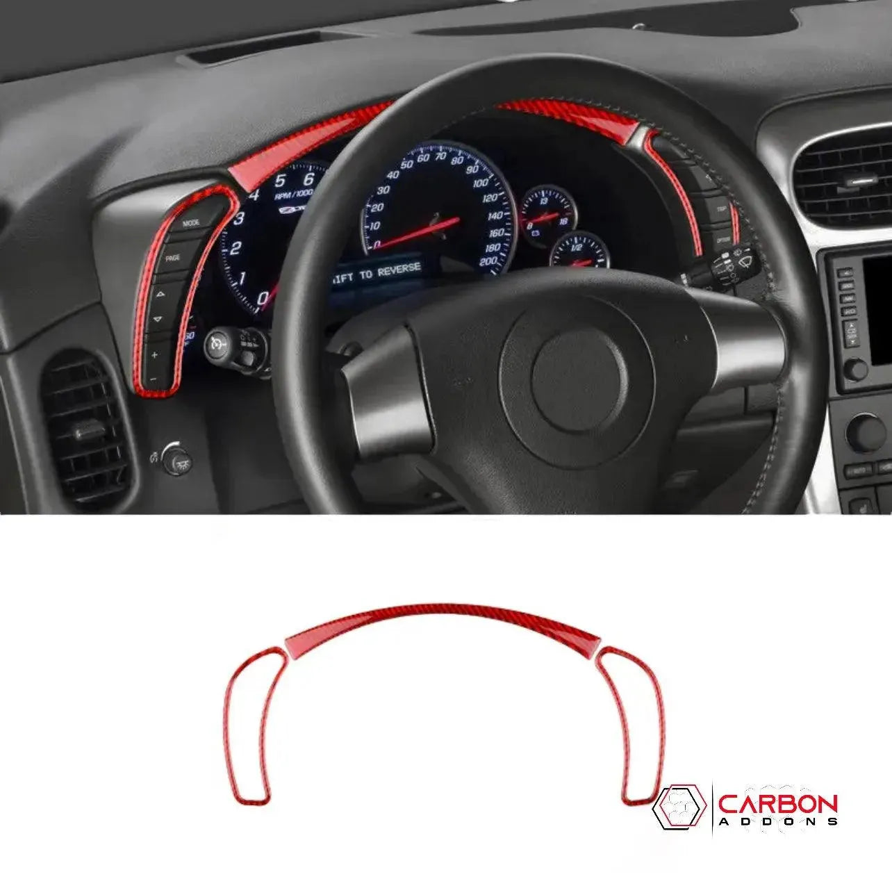 [3pcs] Real Carbon Fiber Gauge Cluster Surround Trim Overlay | C6 2005-2013 Corvette