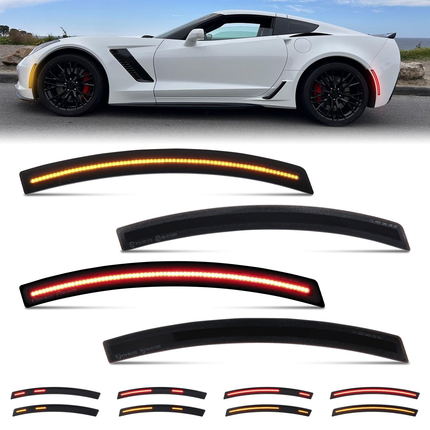 CORVETTE 14-19 FRONT/REAR DYNAMIC SMOKED LED SIDE MARKERS