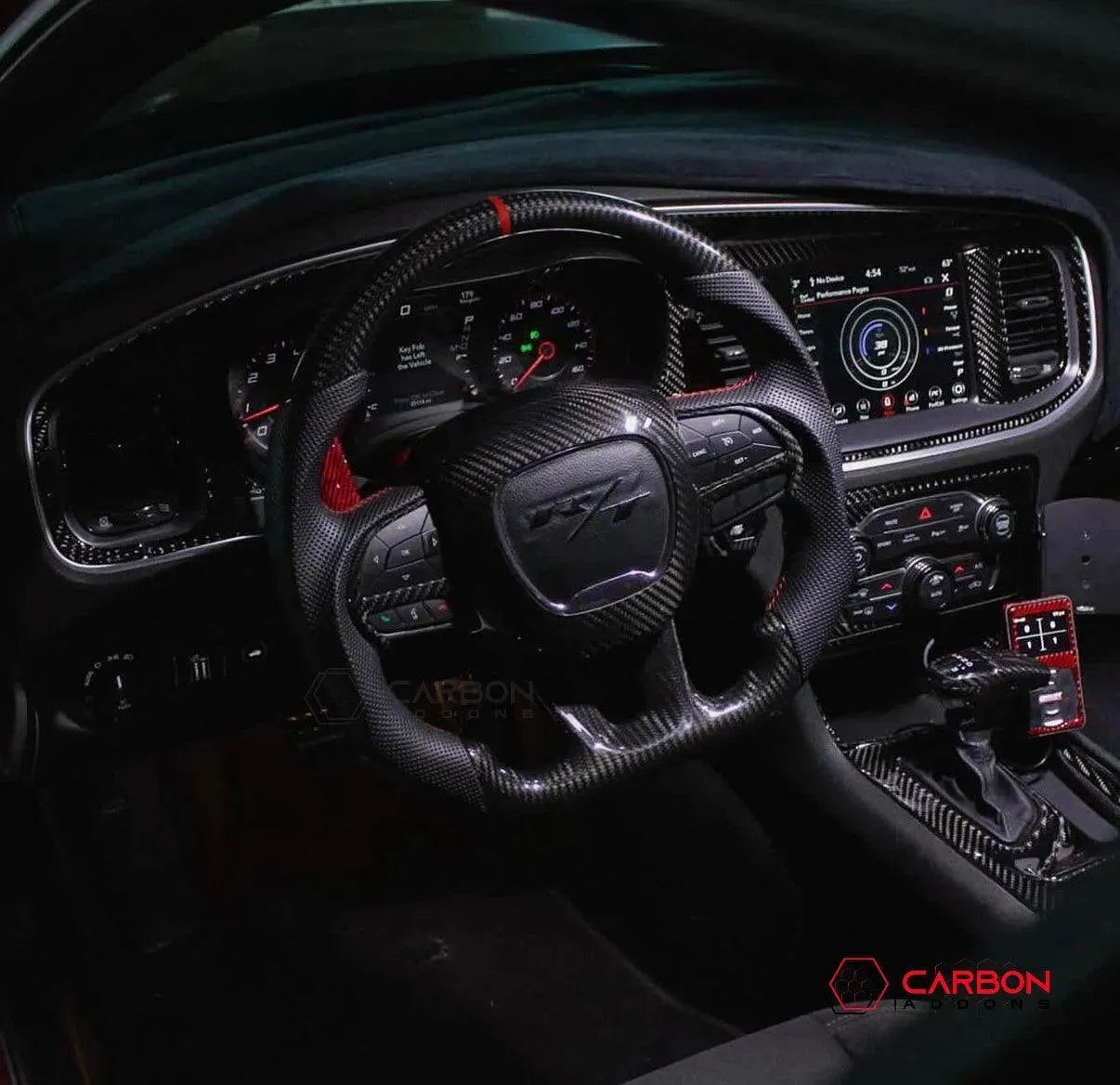 Real Carbon Fiber Steering Airbag Cover | For 2015-2023 Dodge Charger Challenger Durango