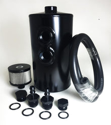 Aluminum Oil Catch Can Dual Baffle - Black