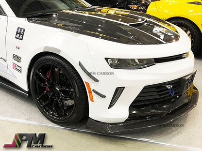 JPM R1 Carbon Fiber Front Bumper Add-on Lip with Winglets Fits For 2016-2018 Chevy Camaro LS LT RS