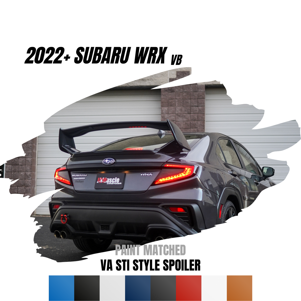 JDMuscle [22-25 WRX] VA STI Style 5-Piece Spoiler-Paint Matched/Gloss Black/ABS *Final Edition
