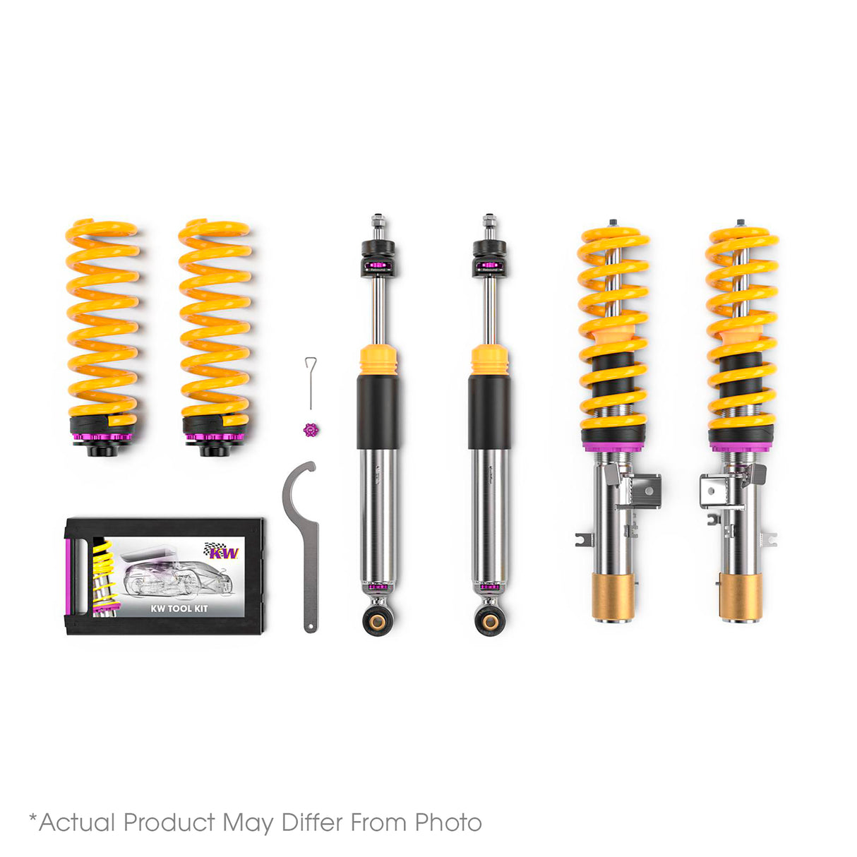 KW Suspensions 35208200BY KW V3 Leveling Coilover Bundle - BMW 5 Series (G30) 2WD; With Electronic Dampers