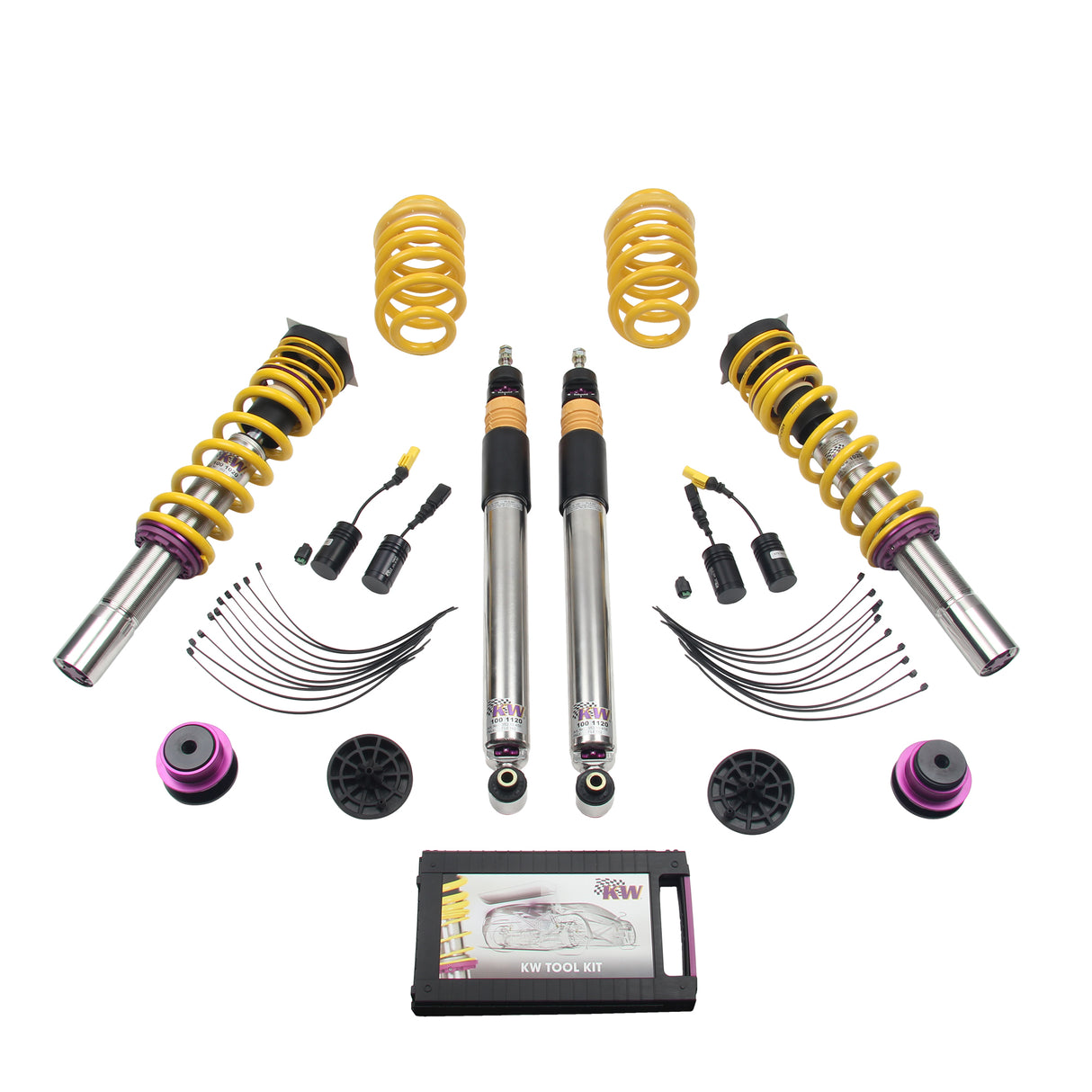 KW Suspensions 352100AW KW V3 Coilover Kit Bundle - Audi A4 (B9) Sedan 2WD With Electronic Dampers