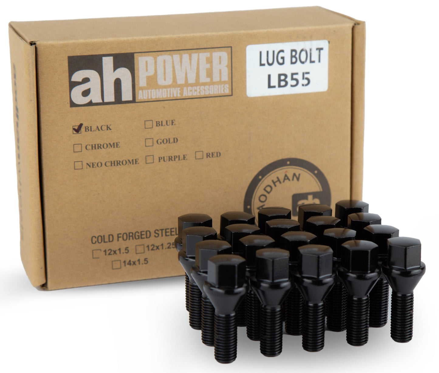 Aodhan LB55 Lug Bolts Set - Conical Seat, 28mm Shank Length