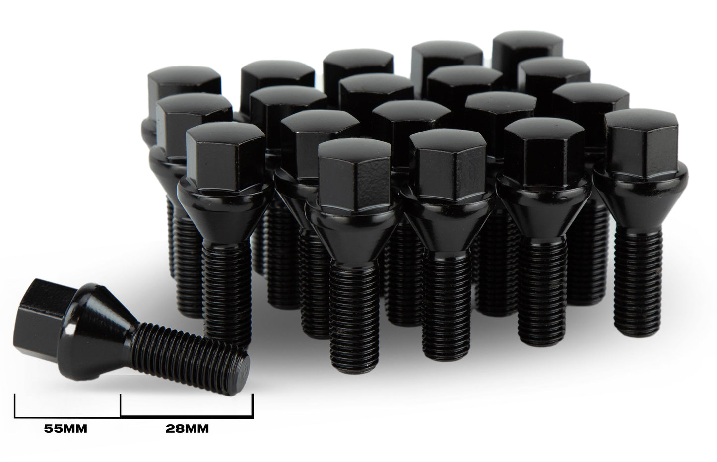 Aodhan LB55 Lug Bolts Set - Conical Seat, 28mm Shank Length