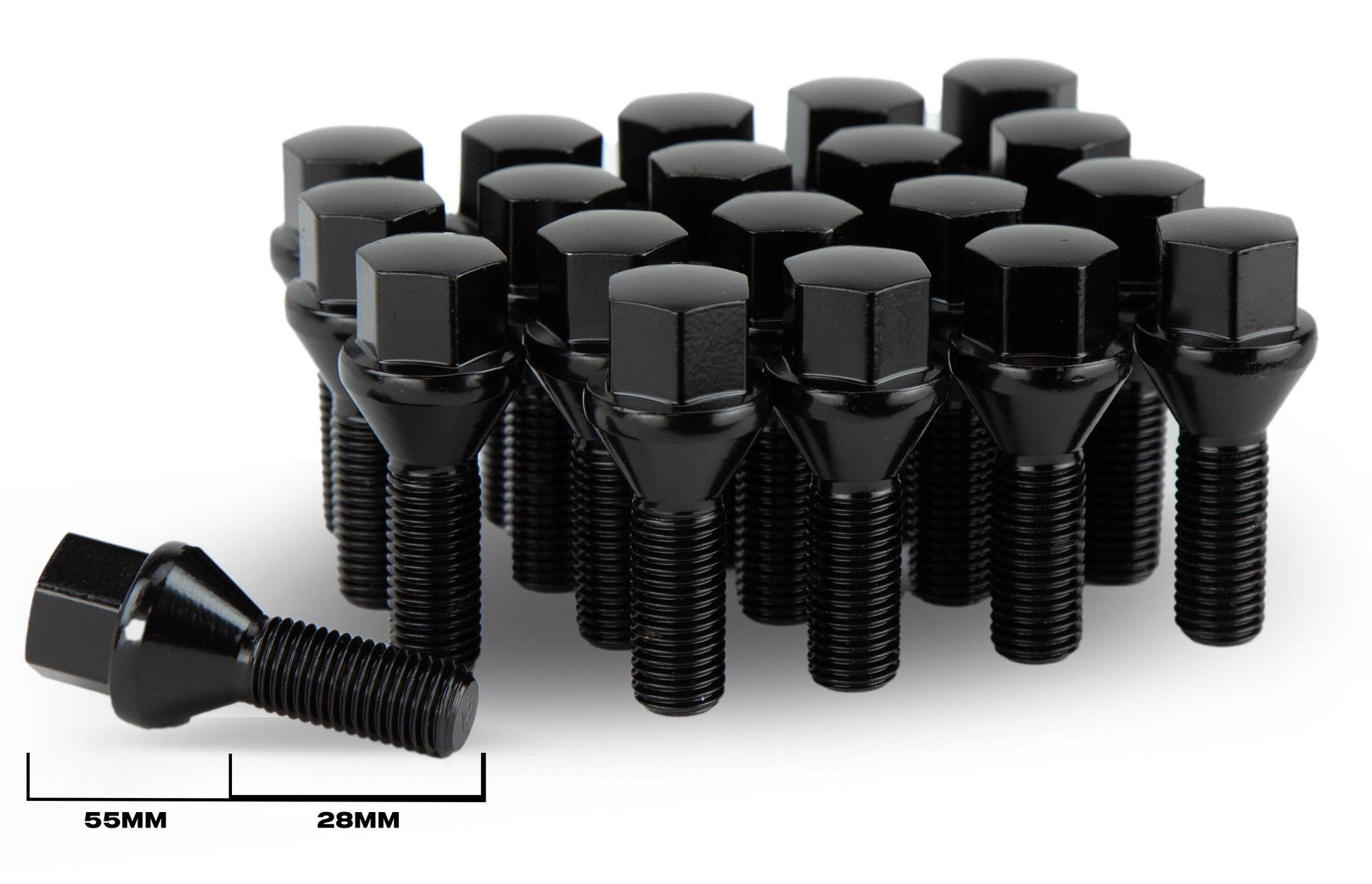 Aodhan LB55 Lug Bolts Set - Conical Seat, 28mm Shank Length