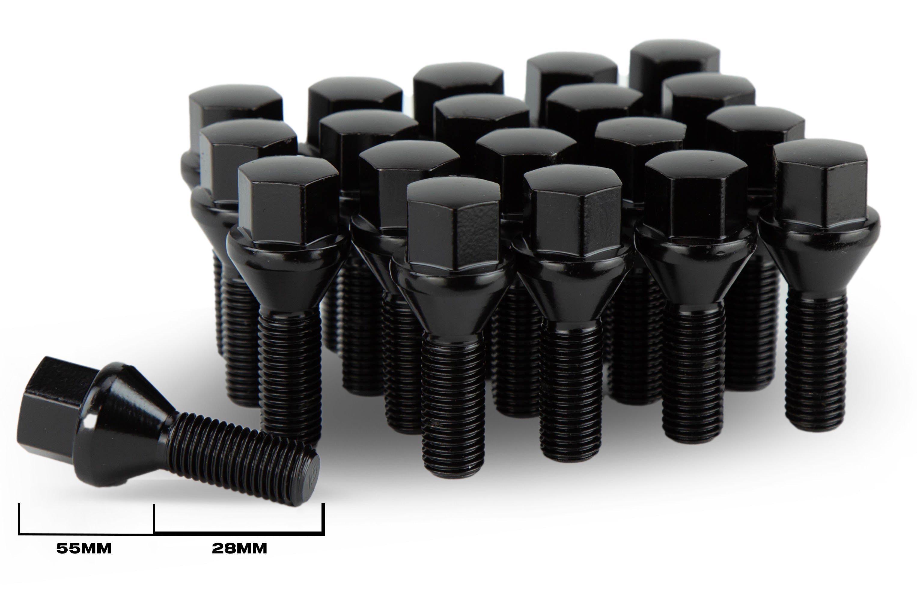 Aodhan LB55 Lug Bolts Set - Conical Seat, 28mm Shank Length