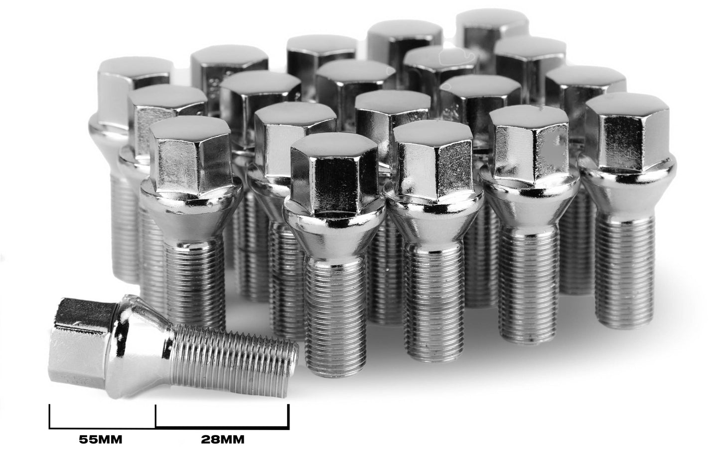 Aodhan LB55 Lug Bolts Set - Conical Seat, 28mm Shank Length
