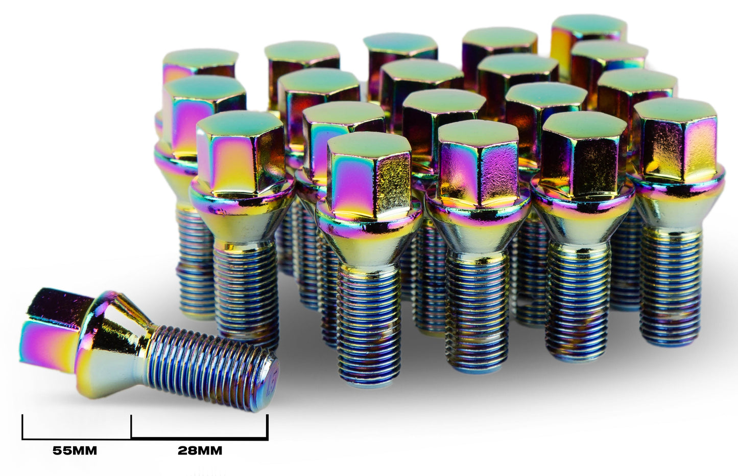 Aodhan LB55 Lug Bolts Set - Conical Seat, 28mm Shank Length