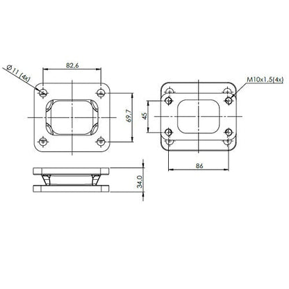 T4 for T3 cast iron flange turbocharger/turbo manifold adapter/conversion