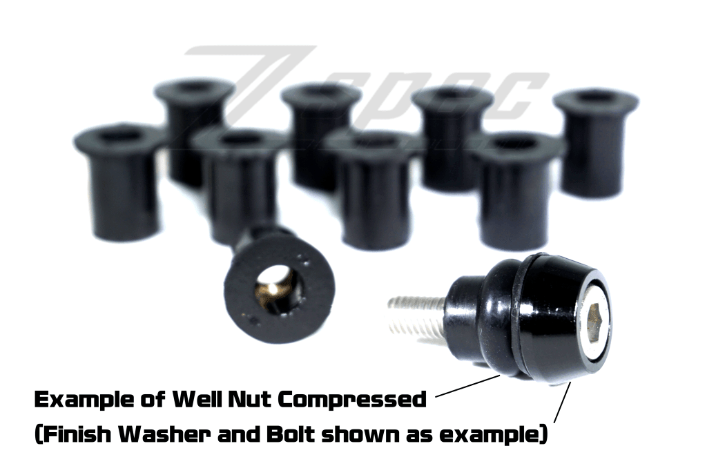 ZSPEC M5 Silicone-Rubber Well Nuts for Body Kits and Flares using M5-0.8, 10-Pack