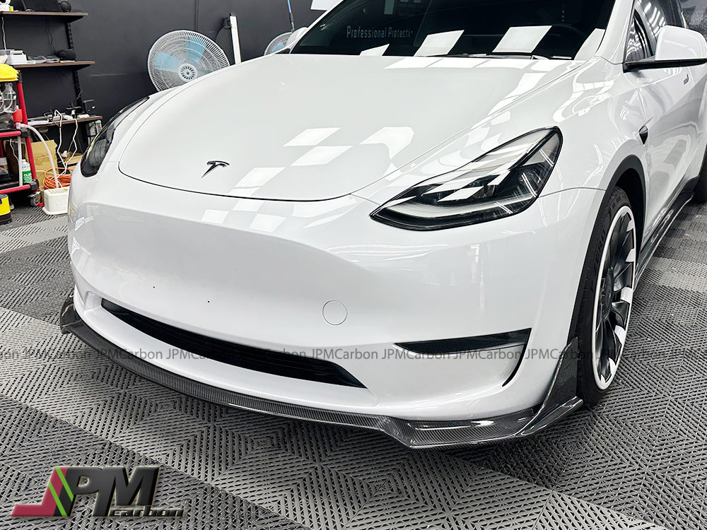 [JPMCarbon] DP Style Carbon Fiber Front Add-on Lips Fits For 2020-2024 Tesla Model Y Only